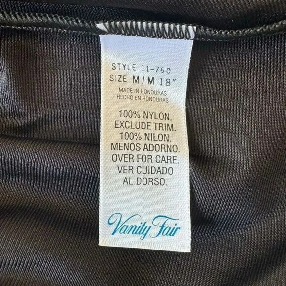 Vanity Fair Black Satin  Glance Slit  Lace Trim Pull On Elastic Waist SZ M - Picture 6 of 10